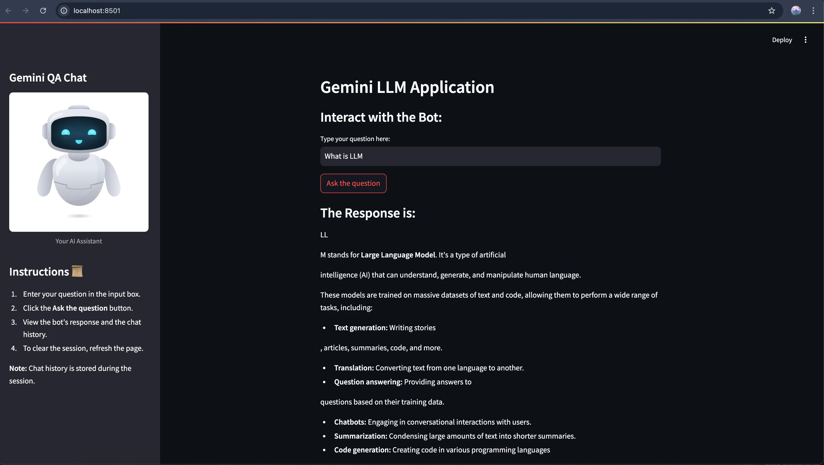 Gemini LLM QA Chatbot