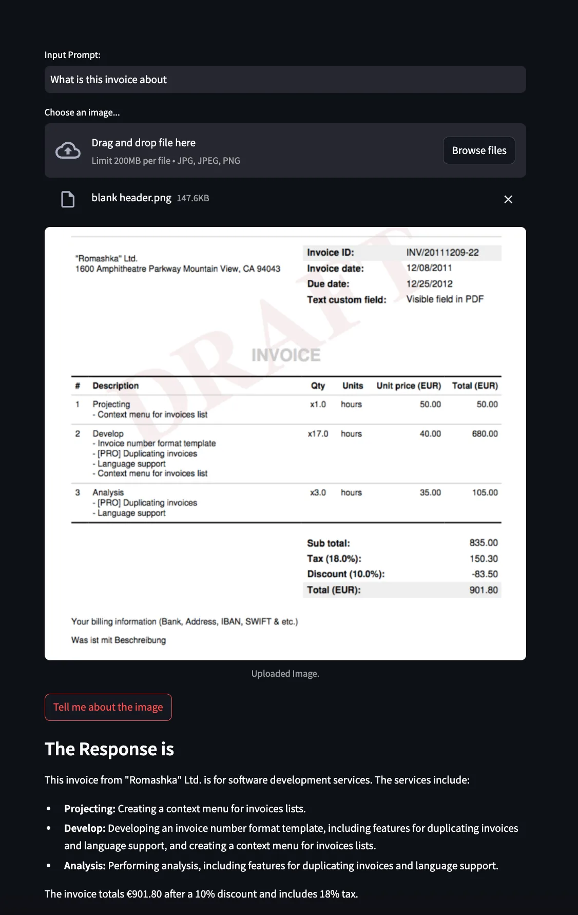 Gemini Invoice Q&A Chatbot